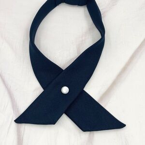 Navy Criss-Cross Bow Tie for Uniform Adjustable Neck tie Pearl button